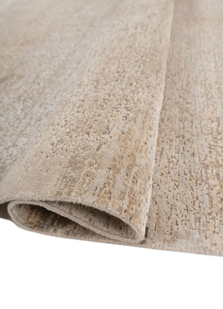 entropy ivory wool and silk hand knotted Rug - FoldShot