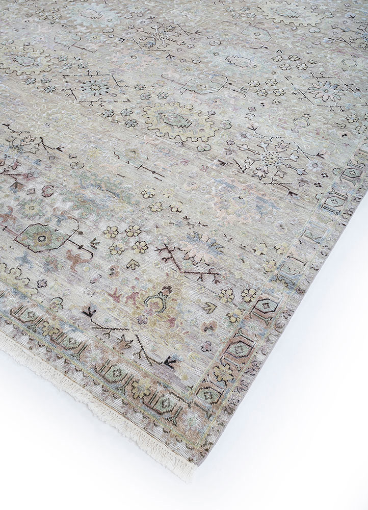 viscaya ivory afghan wool and silk hand knotted Rug - FoldShot viscaya ivory afghan wool and silk hand knotted Rug - FoldShot