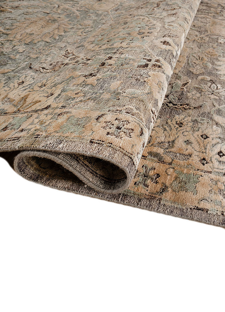 viscaya blue afghan wool and silk hand knotted Rug - FoldShot