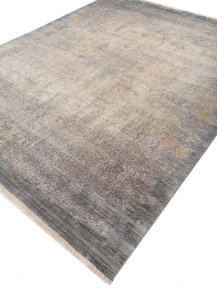 far east grey and black afghan wool and silk hand knotted Rug - FoldShot far east grey and black afghan wool and silk hand knotted Rug - FoldShot