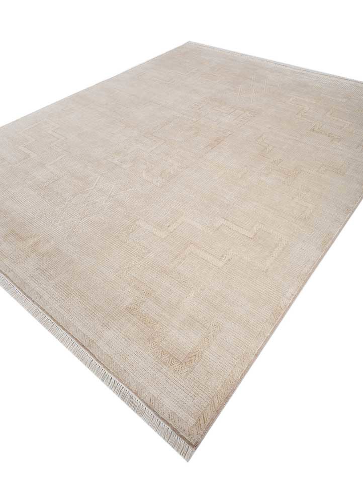 thyme ivory afghan wool and silk hand knotted Rug - FoldShot thyme ivory afghan wool and silk hand knotted Rug - FoldShot