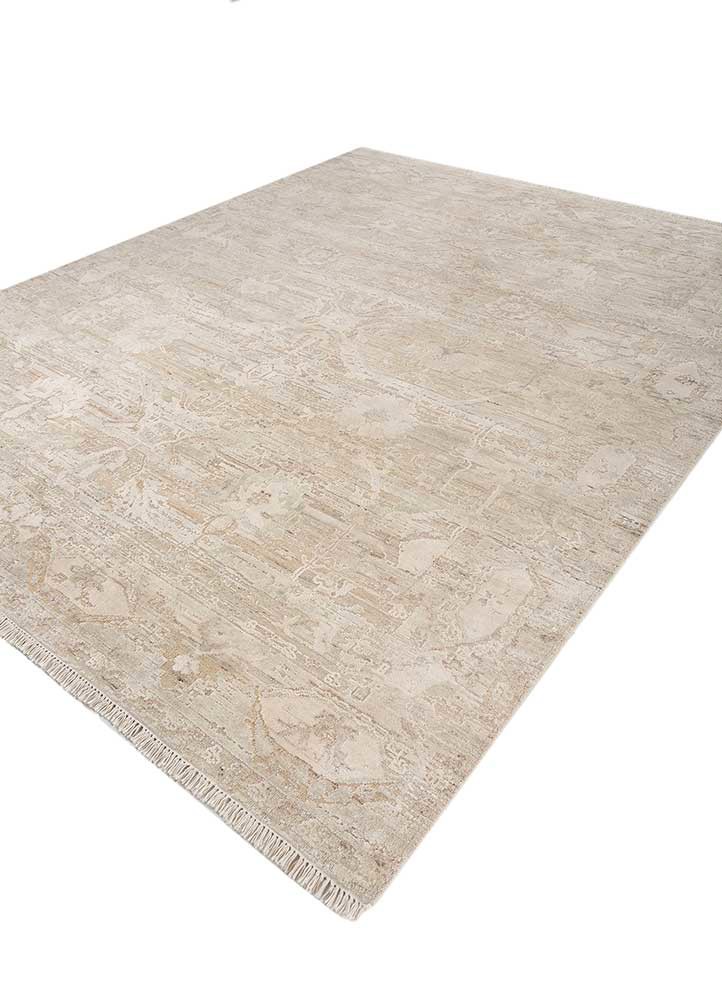 aprezo ivory afghan wool and silk hand knotted Rug - FoldShot aprezo ivory afghan wool and silk hand knotted Rug - FoldShot