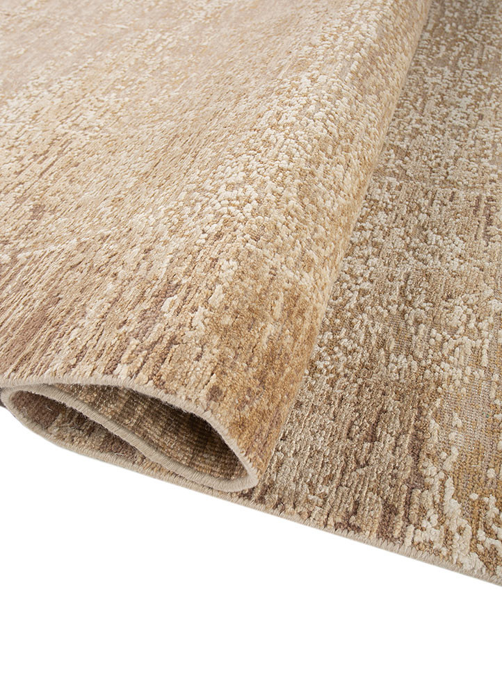 entropy beige and brown wool and silk hand knotted Rug - FoldShot
