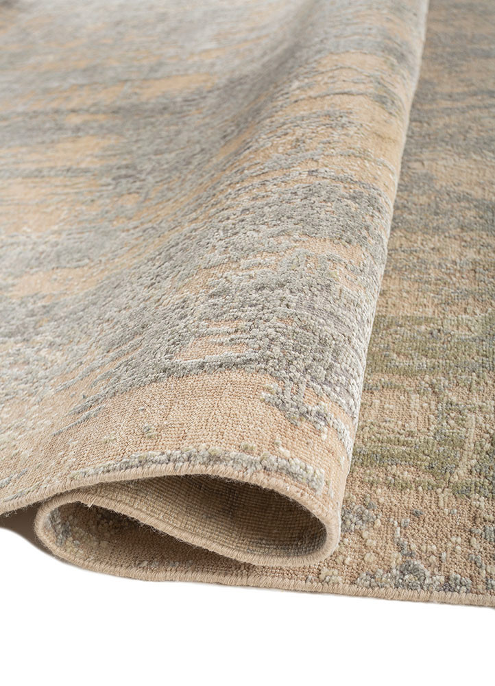 entropy ivory wool and silk hand knotted Rug - FoldShot