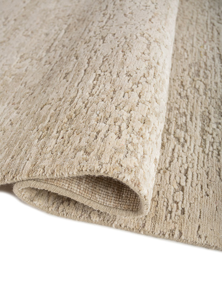 entropy beige and brown wool and silk hand knotted Rug - FoldShot