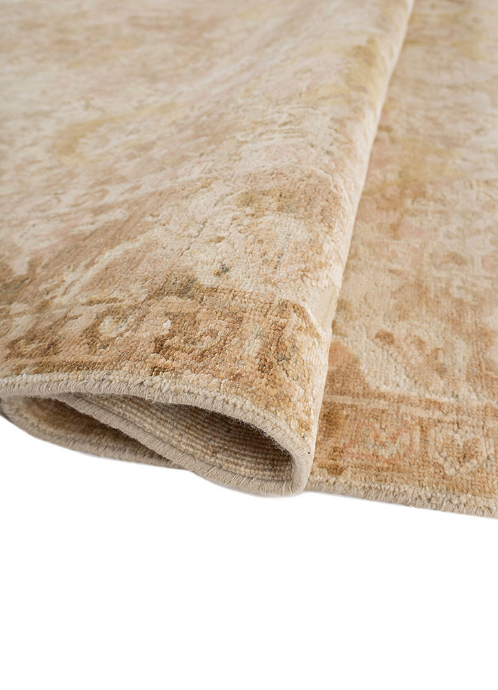 viscaya ivory afghan wool and silk hand knotted Rug - FoldShot