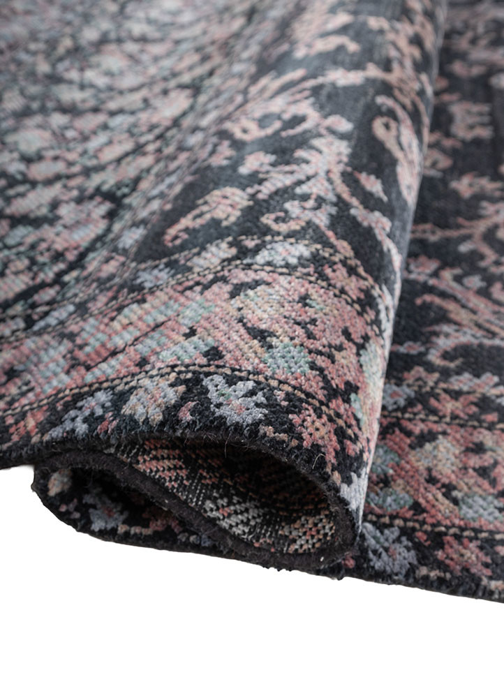 aprezo grey and black wool and silk hand knotted Rug - FoldShot