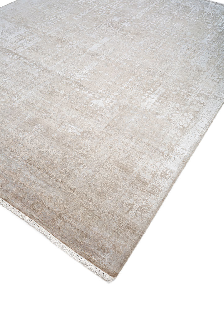 far east ivory wool and bamboo silk hand knotted Rug - FoldShot far east ivory wool and bamboo silk hand knotted Rug - FoldShot
