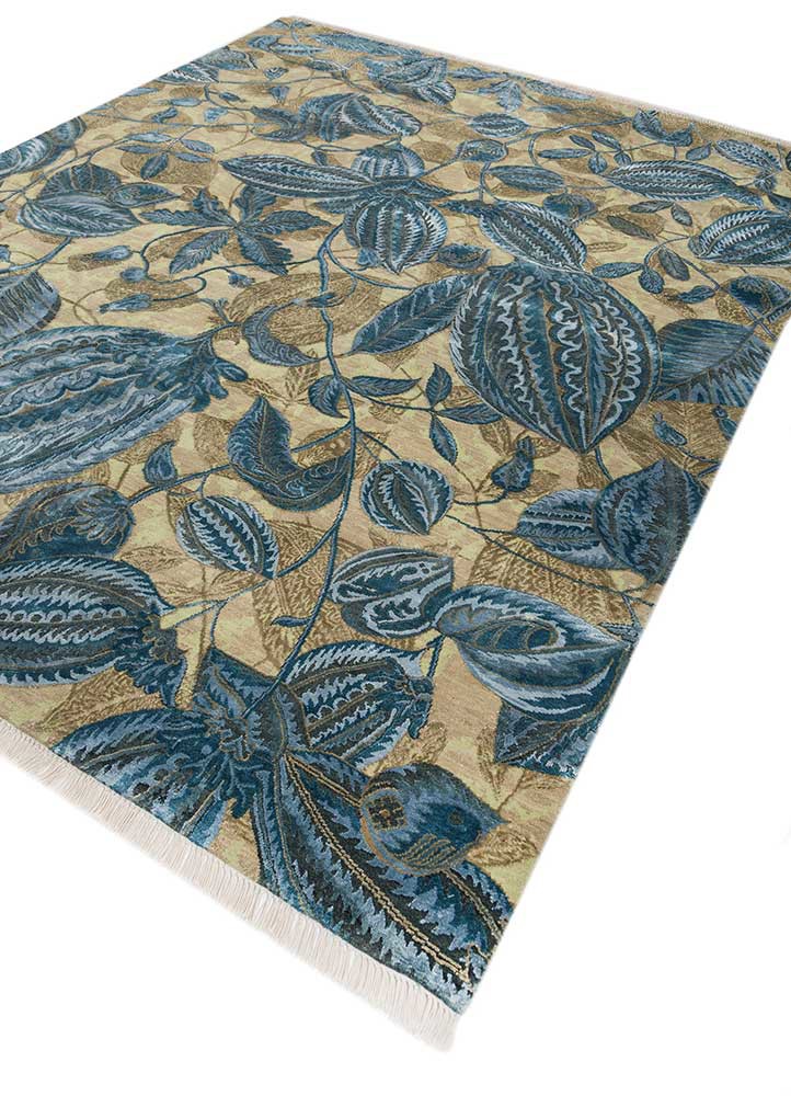 pansy green wool and bamboo silk hand knotted Rug - FoldShot pansy green wool and bamboo silk hand knotted Rug - FoldShot