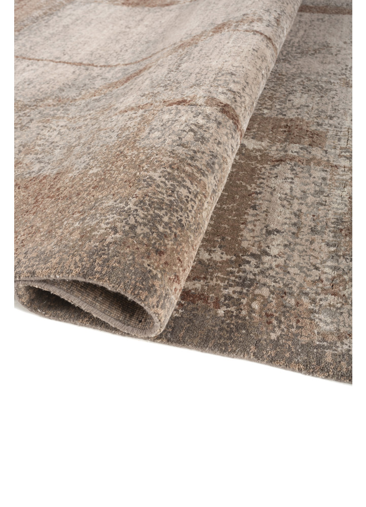 entropy beige and brown wool and bamboo silk hand knotted Rug - FoldShot entropy beige and brown wool and bamboo silk hand knotted Rug - FoldShot
