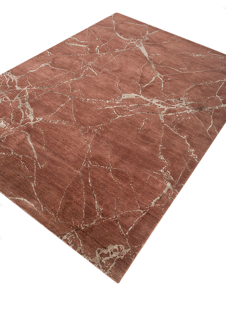 urban pause by kavi red and orange wool and bamboo silk hand knotted Rug - FoldShot urban pause by kavi red and orange wool and bamboo silk hand knotted Rug - FoldShot