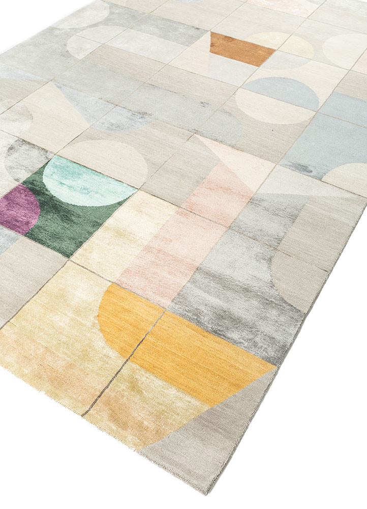 chaos theory by kavi grey and black wool and bamboo silk hand knotted Rug - FoldShot