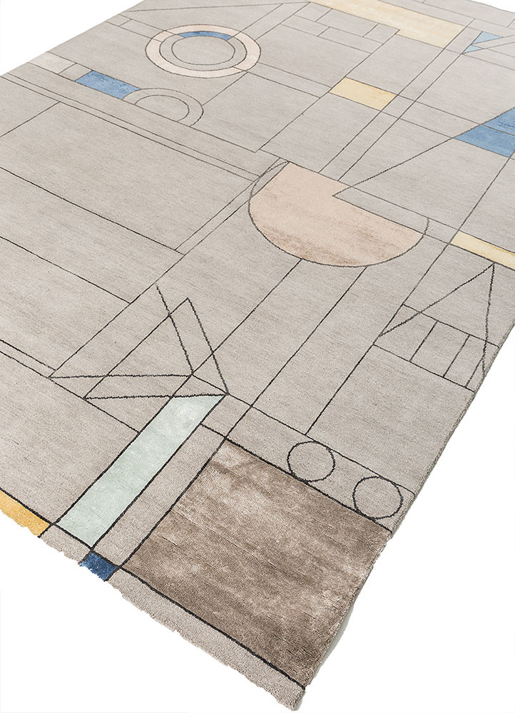 aakar by kavi grey and black wool and bamboo silk hand knotted Rug - FoldShot aakar by kavi grey and black wool and bamboo silk hand knotted Rug - FoldShot