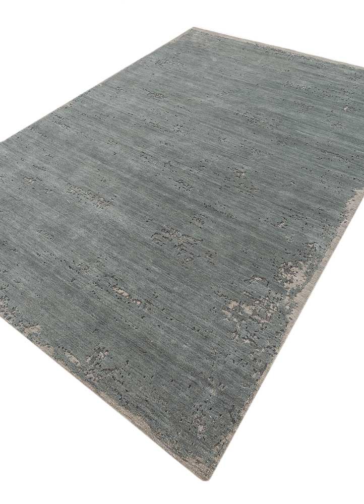 chaos theory by kavi blue wool and bamboo silk hand knotted Rug - FoldShot