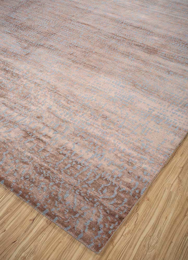 chaos theory by kavi beige and brown wool and bamboo silk hand knotted Rug - FoldShot