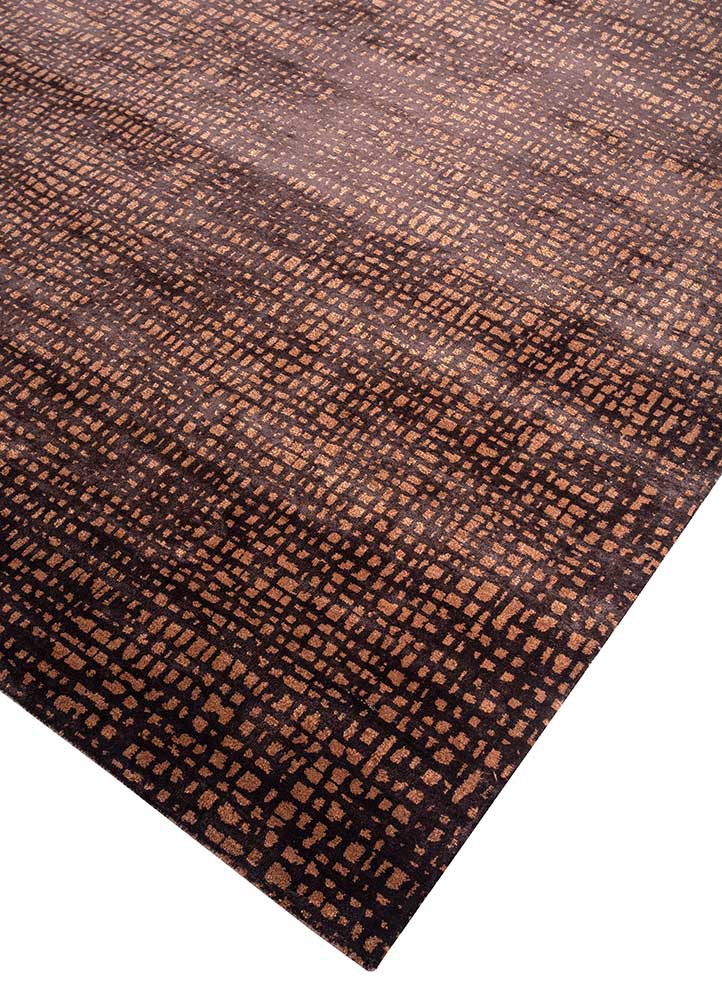 chaos theory by kavi beige and brown wool and bamboo silk hand knotted Rug - FoldShot