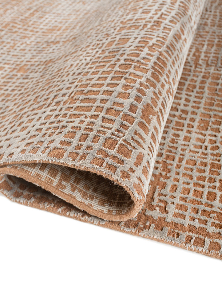 project error by kavi red and orange wool and bamboo silk hand knotted Rug - FoldShot