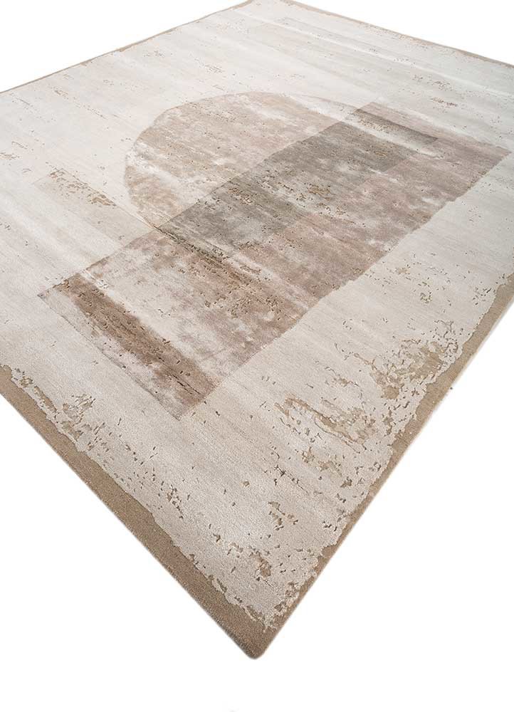 unfold by kavi ivory wool and bamboo silk hand knotted Rug - FoldShot