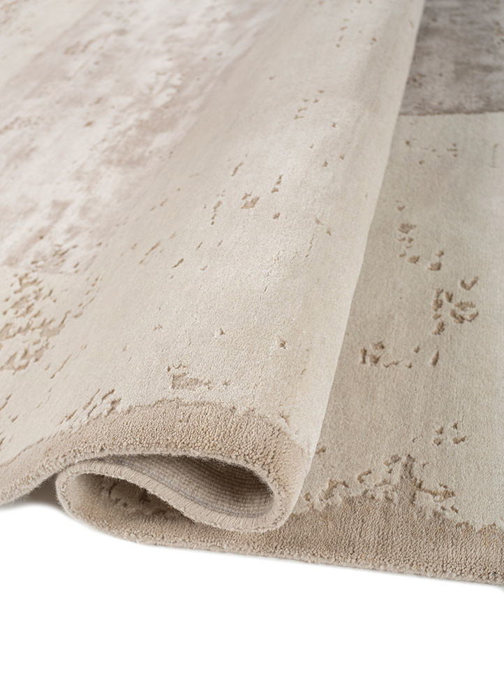 unfold by kavi ivory wool and bamboo silk hand knotted Rug - FoldShot unfold by kavi ivory wool and bamboo silk hand knotted Rug - FoldShot