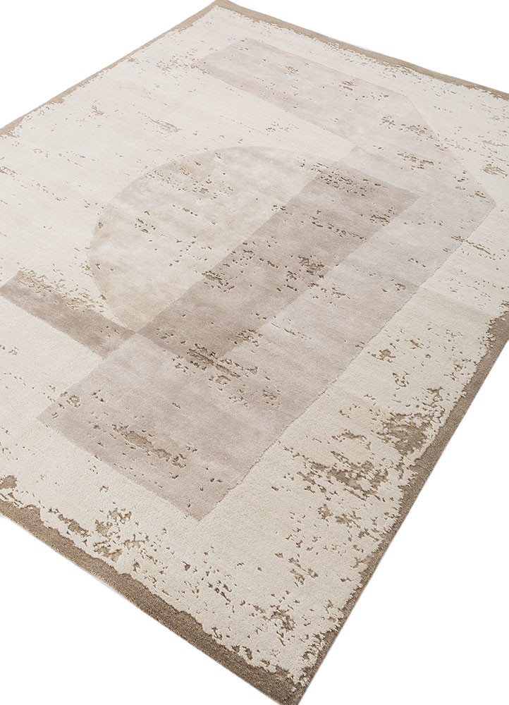 unfold by kavi ivory wool and bamboo silk hand knotted Rug - FoldShot