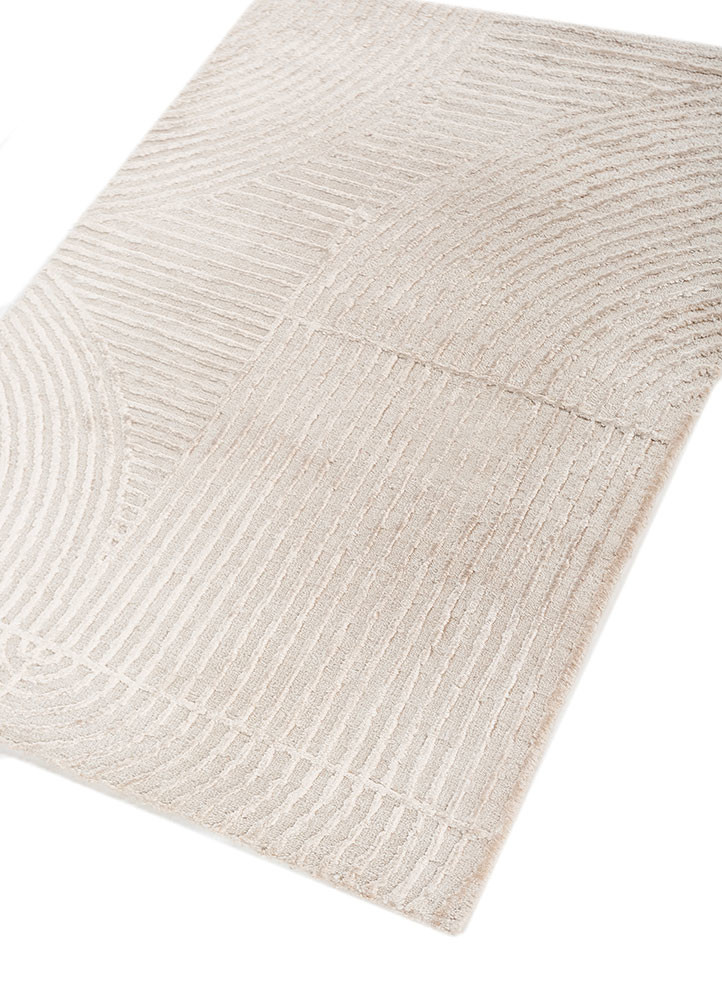 azalea ivory wool and bamboo silk hand knotted Rug - FoldShot