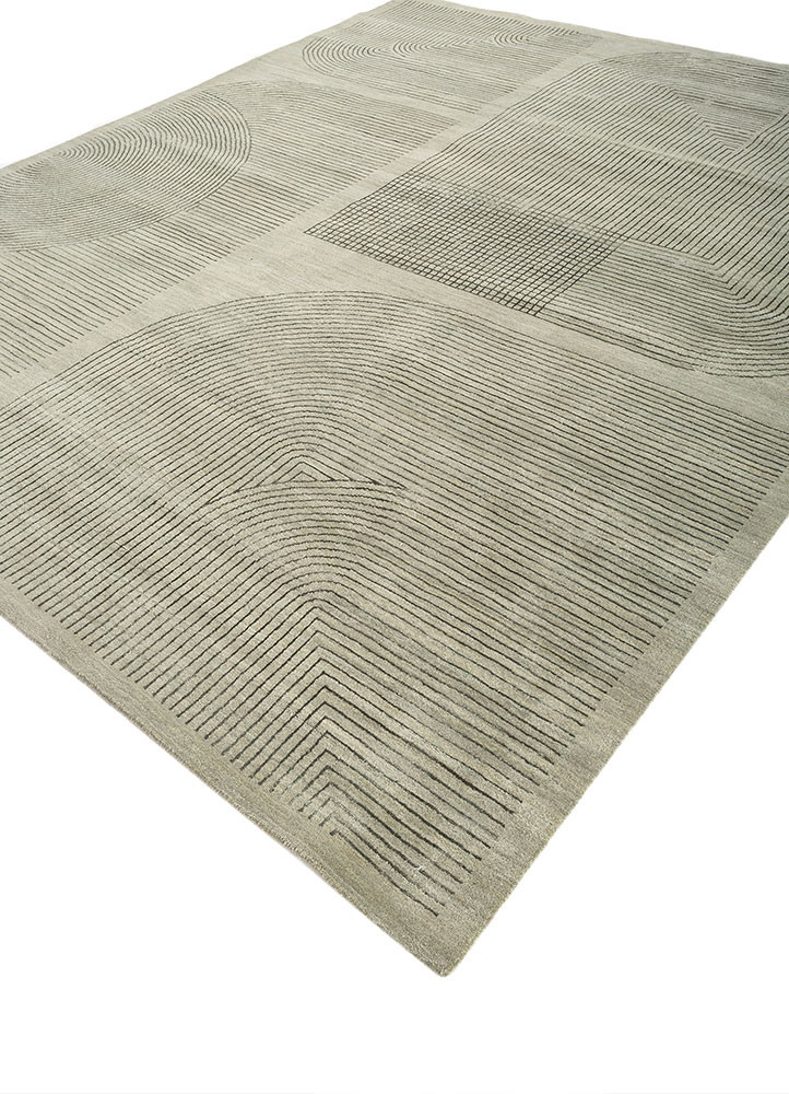 unfold by kavi green wool and bamboo silk hand knotted Rug - FoldShot