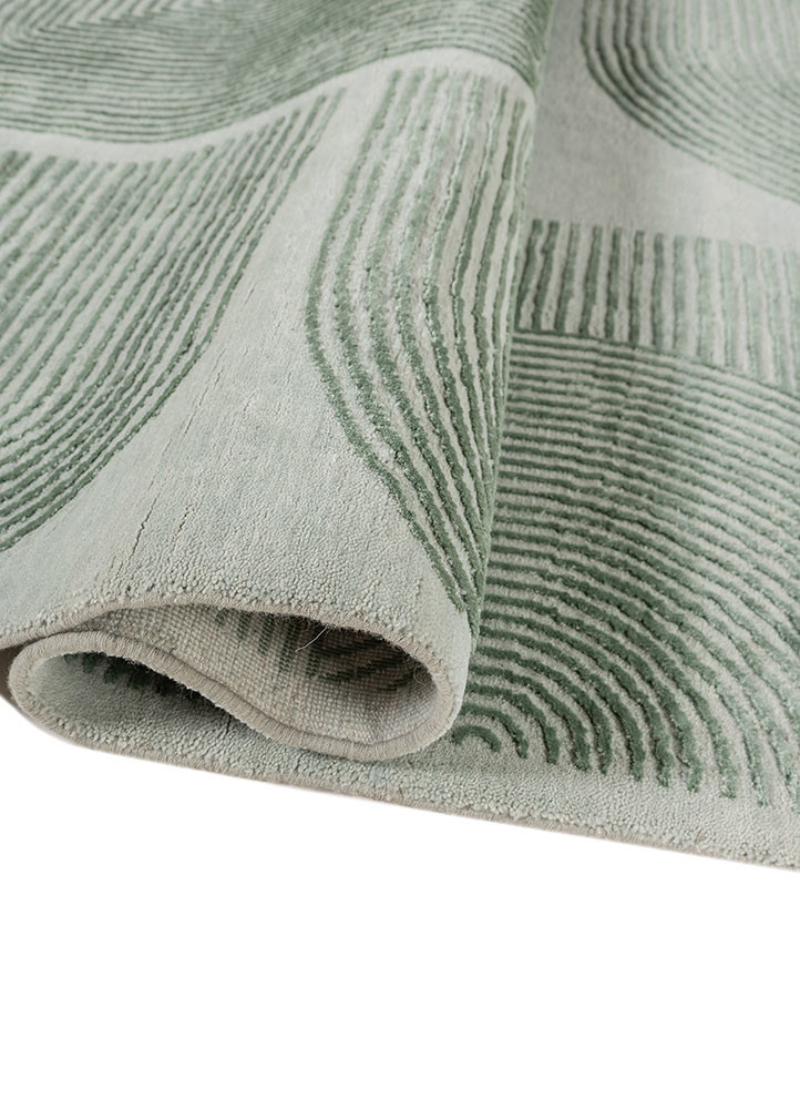 unfold by kavi blue wool and bamboo silk hand knotted Rug - FoldShot