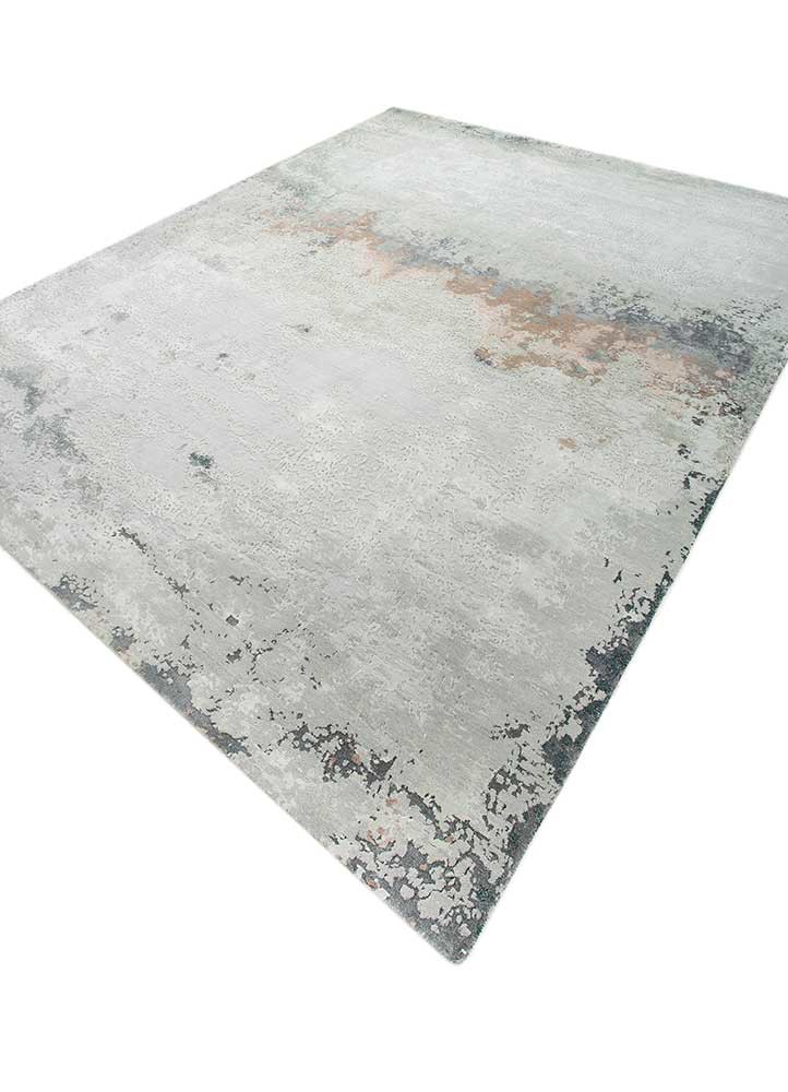 chaos theory by kavi blue wool and bamboo silk hand knotted Rug - FoldShot