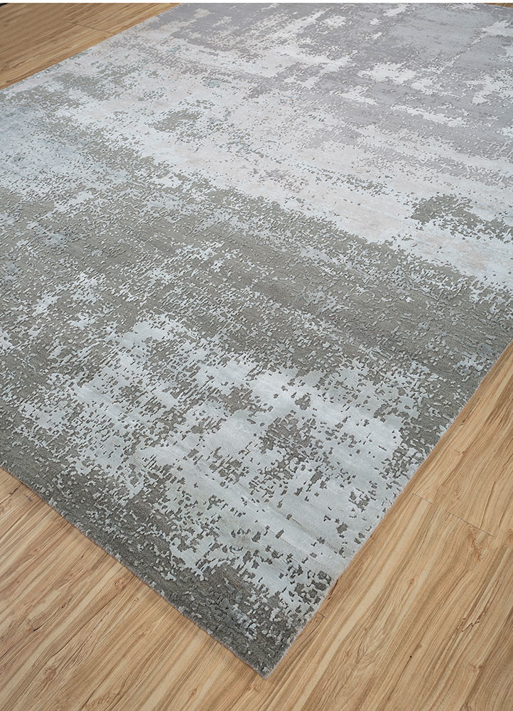 chaos theory by kavi grey and black wool and bamboo silk hand knotted Rug - FoldShot chaos theory by kavi grey and black wool and bamboo silk hand knotted Rug - FoldShot