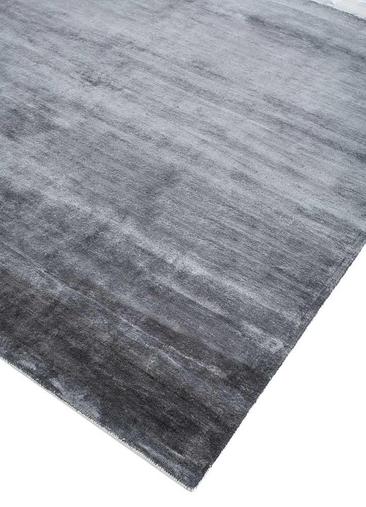 unfold by kavi grey and black wool and bamboo silk hand knotted Rug - FoldShot