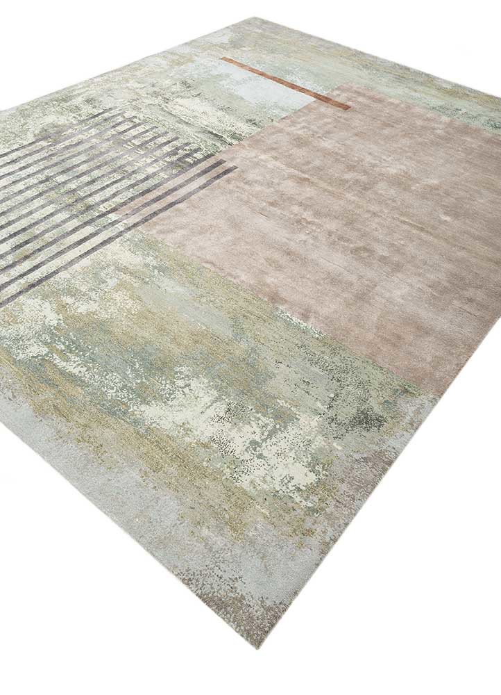 aakar by kavi green wool and bamboo silk hand knotted Rug - FoldShot aakar by kavi green wool and bamboo silk hand knotted Rug - FoldShot