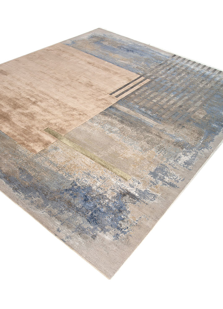 aakar by kavi grey and black wool and bamboo silk hand knotted Rug - FoldShot aakar by kavi grey and black wool and bamboo silk hand knotted Rug - FoldShot