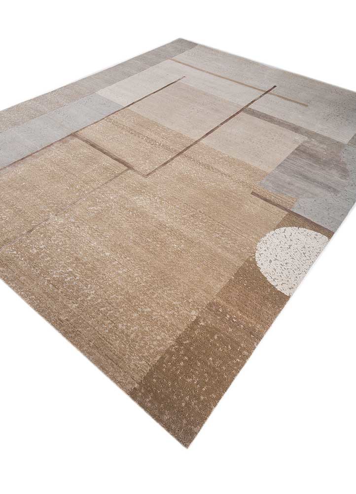 unfold by kavi ivory wool and bamboo silk hand knotted Rug - FoldShot