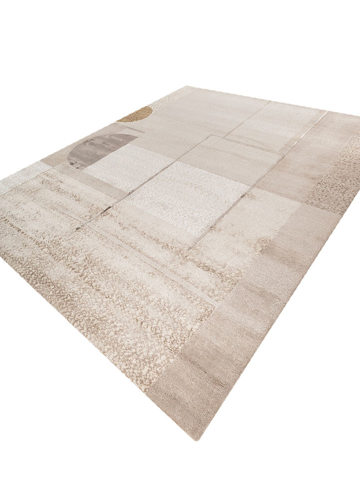 aakar by kavi ivory wool and bamboo silk hand knotted Rug - FoldShot