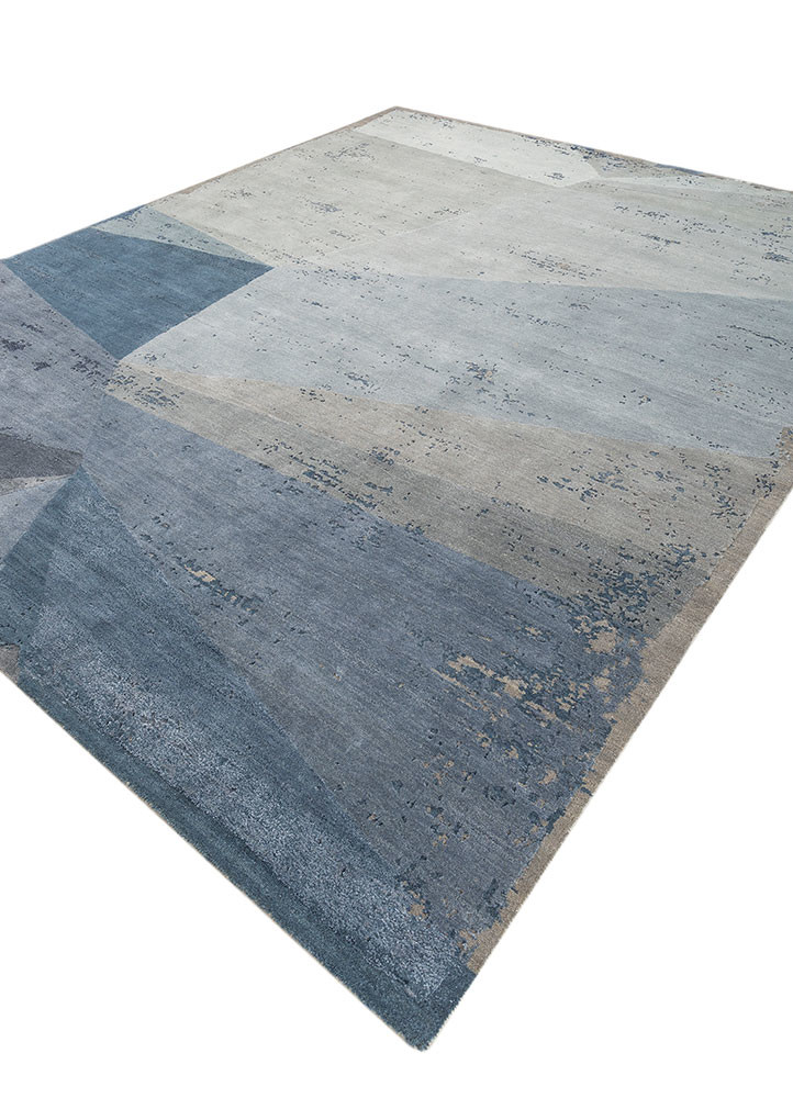 aakar by kavi blue wool and bamboo silk hand knotted Rug - FoldShot aakar by kavi blue wool and bamboo silk hand knotted Rug - FoldShot