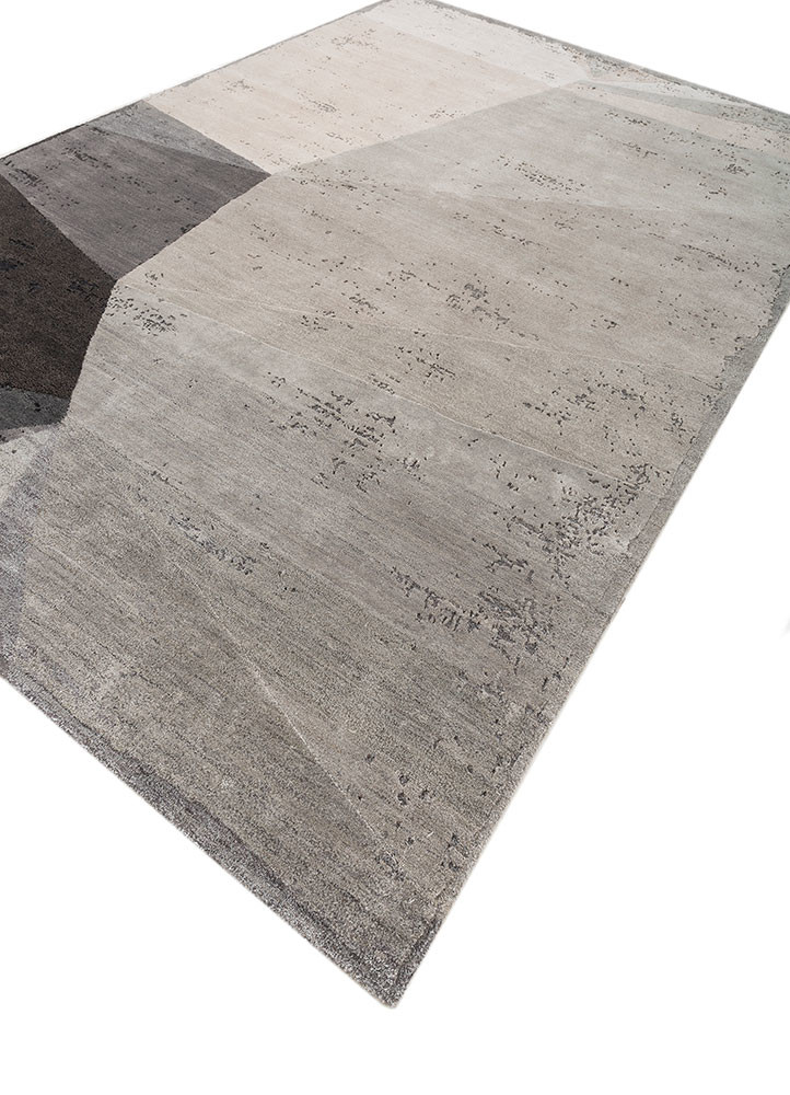 aakar by kavi ivory wool and bamboo silk hand knotted Rug - FoldShot