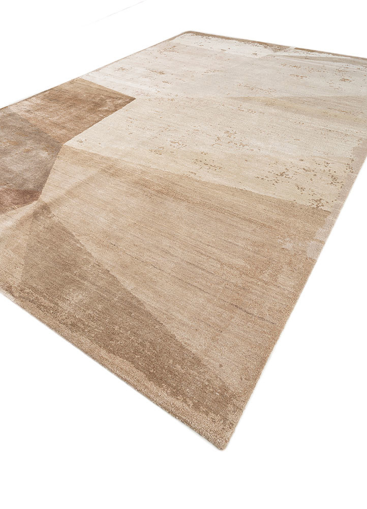 aakar by kavi ivory wool and bamboo silk hand knotted Rug - FoldShot
