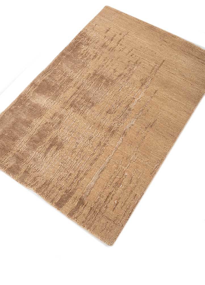 free verse by kavi beige and brown wool and bamboo silk hand knotted Rug - FoldShot