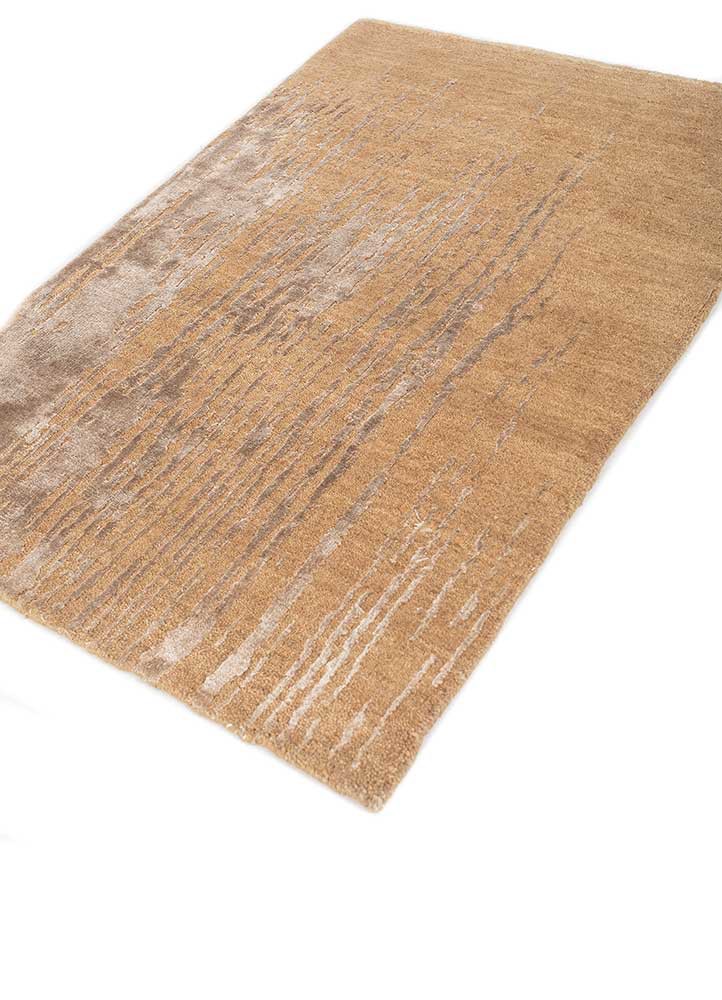 free verse by kavi beige and brown wool and bamboo silk hand knotted Rug - FoldShot