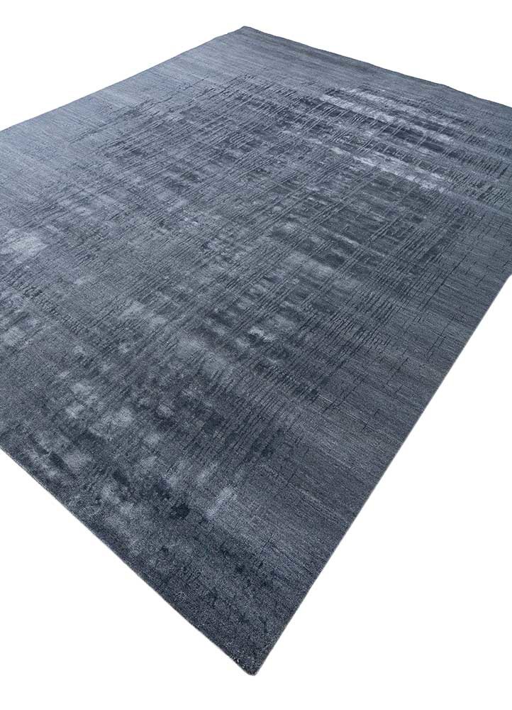 free verse by kavi blue wool and bamboo silk hand knotted Rug - FoldShot