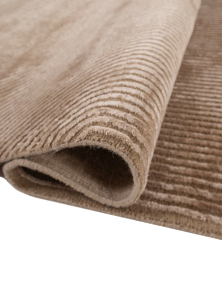 aprezo beige and brown wool and bamboo silk hand knotted Rug - FoldShot