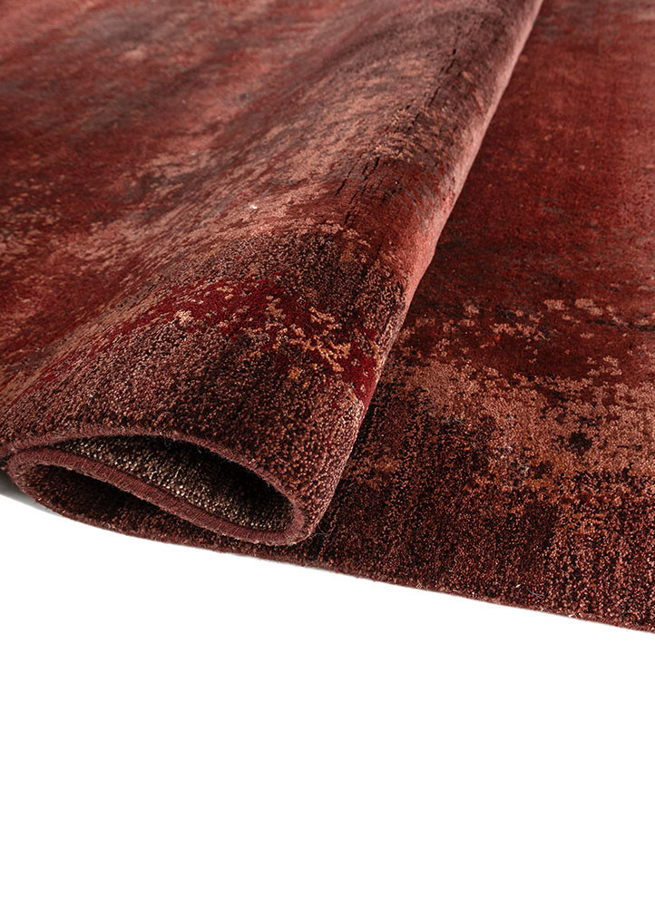 afterglow by kavi red and orange wool and bamboo silk hand knotted Rug - FoldShot