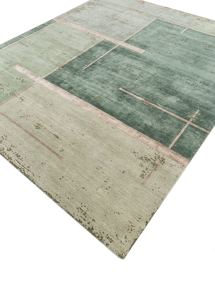 aakar by kavi green wool and bamboo silk hand knotted Rug - FoldShot aakar by kavi green wool and bamboo silk hand knotted Rug - FoldShot