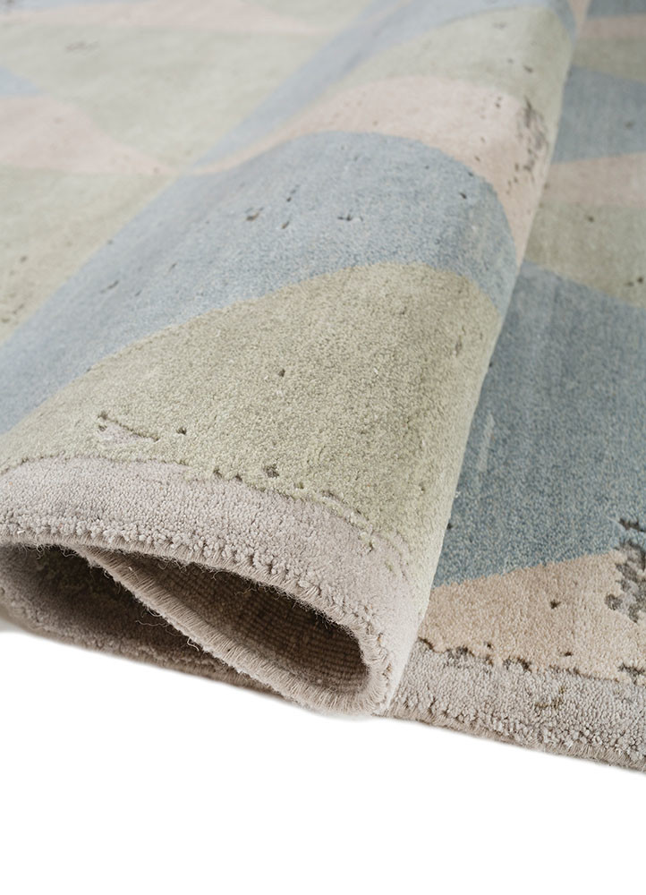 unfold by kavi ivory wool and bamboo silk hand knotted Rug - FoldShot