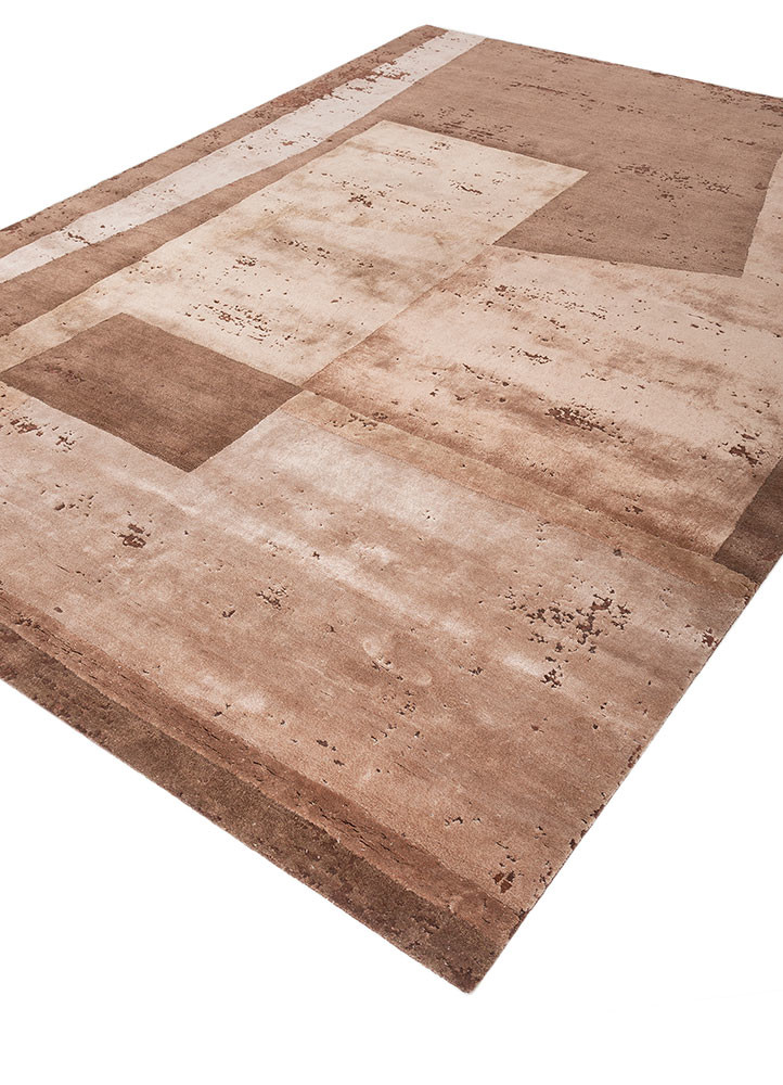 unfold by kavi beige and brown wool and bamboo silk hand knotted Rug - FoldShot unfold by kavi beige and brown wool and bamboo silk hand knotted Rug - FoldShot