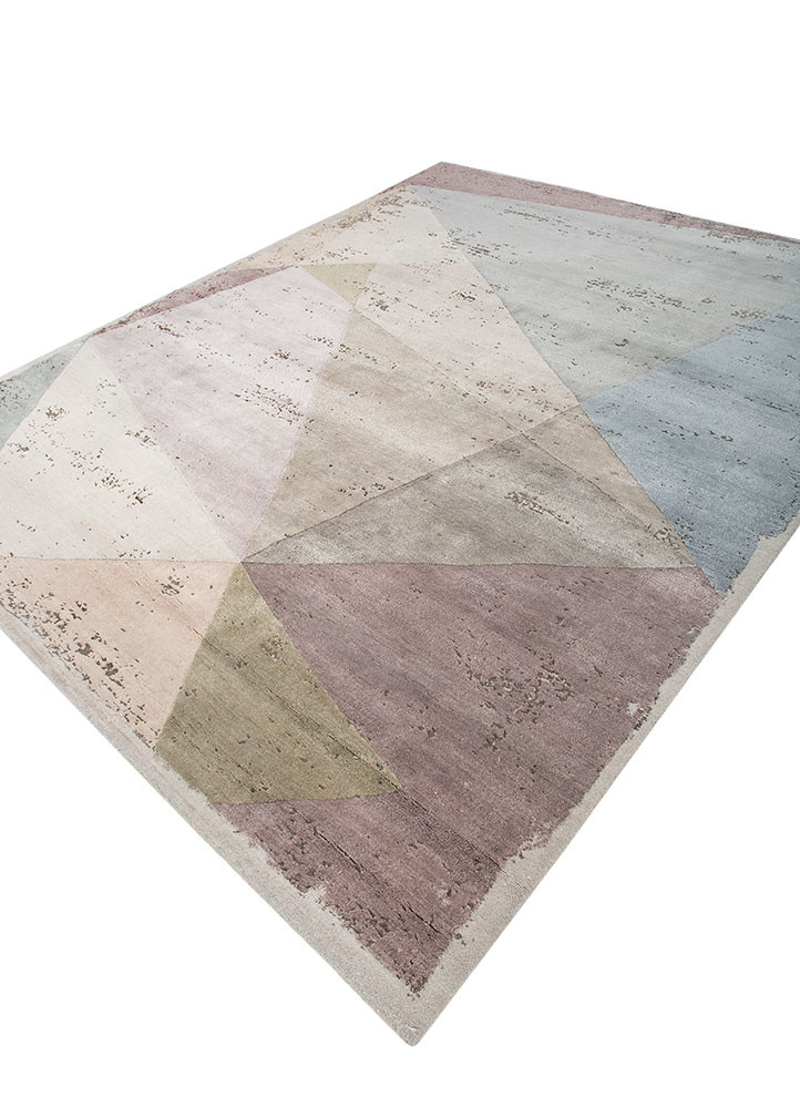 unfold by kavi pink and purple wool and bamboo silk hand knotted Rug - FoldShot