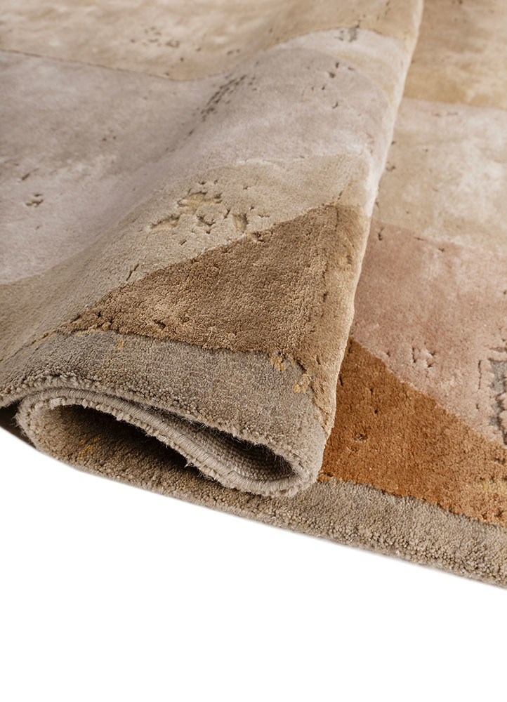 unfold by kavi gold wool and bamboo silk hand knotted Rug - FoldShot