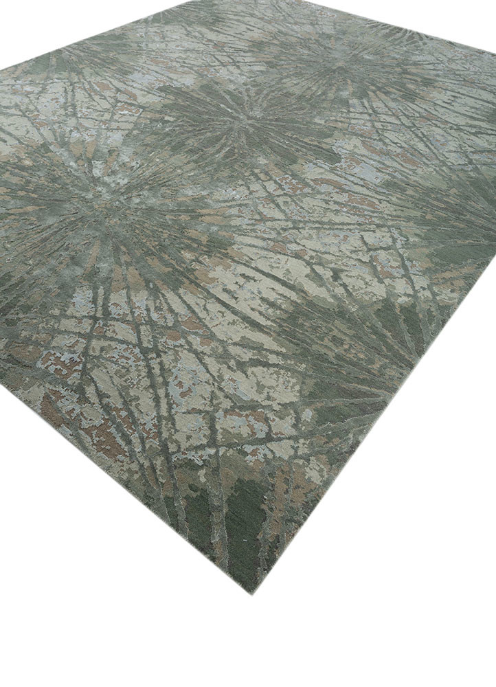 chaos theory by kavi green wool and bamboo silk hand knotted Rug - FoldShot chaos theory by kavi green wool and bamboo silk hand knotted Rug - FoldShot