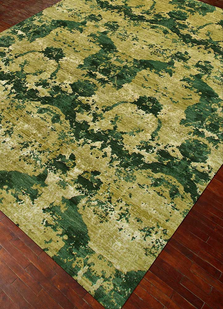 chaos theory by kavi green wool and bamboo silk hand knotted Rug - FoldShot chaos theory by kavi green wool and bamboo silk hand knotted Rug - FoldShot