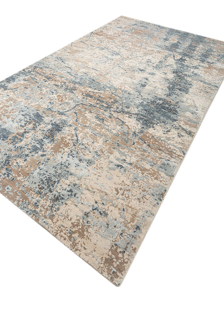 chaos theory by kavi beige and brown wool and bamboo silk hand knotted Rug - FoldShot chaos theory by kavi beige and brown wool and bamboo silk hand knotted Rug - FoldShot